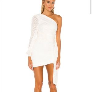 NBD one shoulder ivory dress